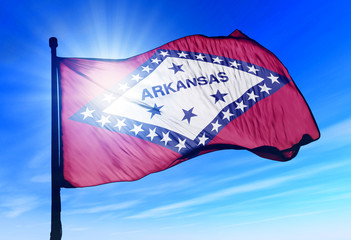Arkansas (USA) flag waving on the wind