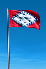Arkansas (USA) flag waving on the wind