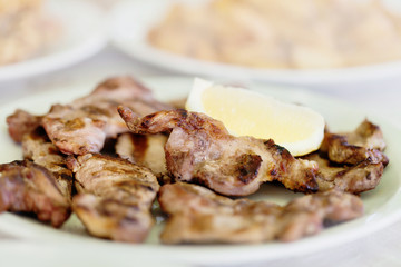 Bulgarian specialty meat steak with lemon