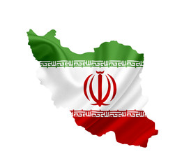 Naklejka premium Map of Iran with waving flag isolated on white