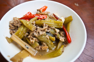 Fried Lotus Stems with Mackerel Fish