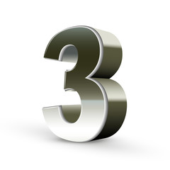 3d silver steel number 3