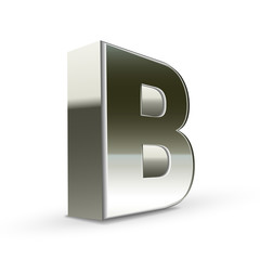 3d silver steel letter B