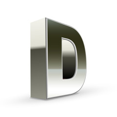 3d silver steel letter D