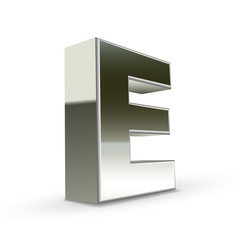 3d silver steel letter E