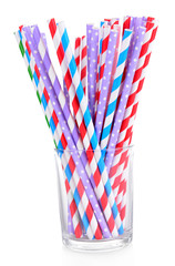 Colorful straws isolated on white