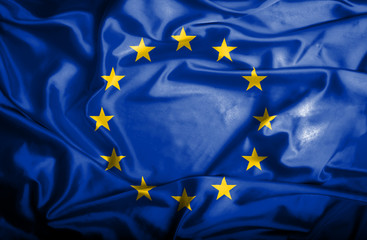 Waving European Union flag
