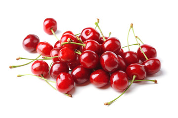 Naklejka na ściany i meble Sweet cherries isolated on white