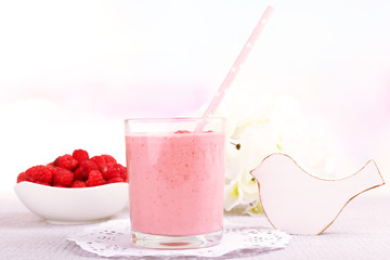 Delicious milkshake on table