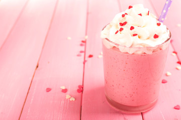 Delicious milkshake on table