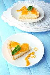 Piece of homemade orange tart