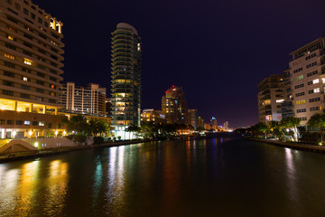 Miami Beach city landscape at night.