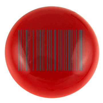 code-barres sur bouton rouge