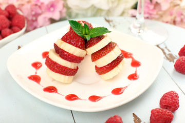 Fresh strawberry with banana