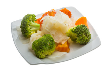 Boiled cabbage and broccoli