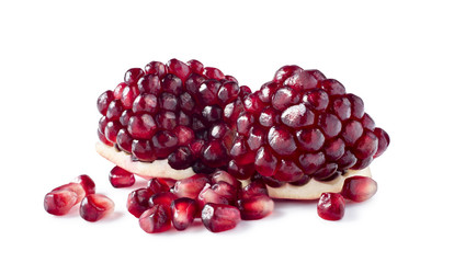 Big piece of pomegranate isolated on white background
