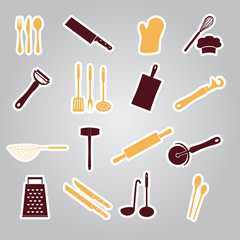 home kitchen cooking utensils stickers eps10