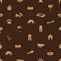 dog icons seamless brown pattern eps10