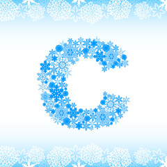 Snow alphabet. Letters from snowflakes