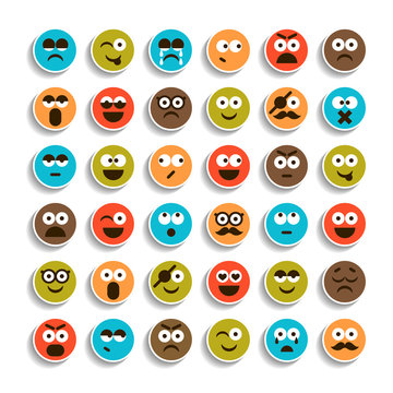 Set of emotion smiling faces icons