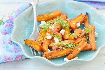 baked carrot with feta cheese