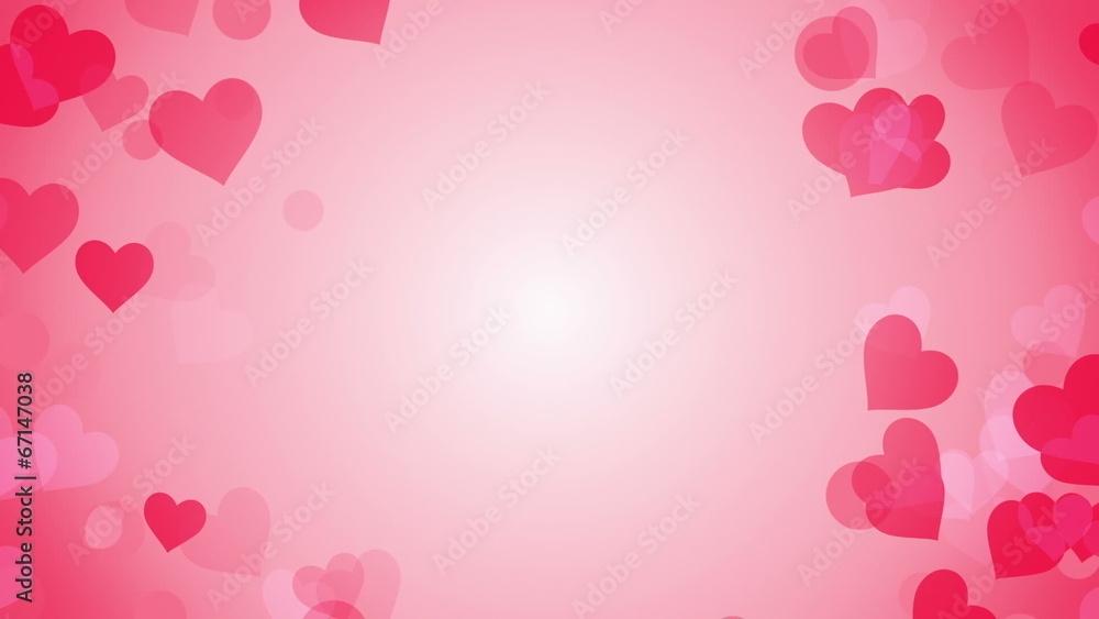 Poster heart shapes on bright background loop