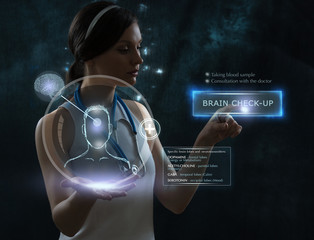 Doctor doing brain checkup