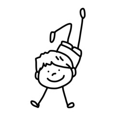 hand drawing cartoon character happy kids