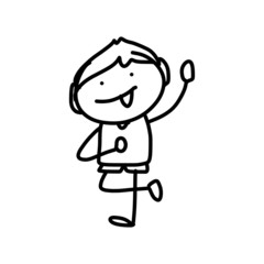 hand drawing cartoon character happy kids