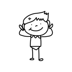 hand drawing cartoon character happy kids