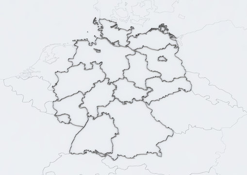 Deutschland und angrenzende L&auml;nder detailgetreu
