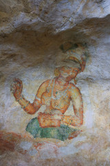 Fototapeta na wymiar Fresque Sigiriya Sri lanka