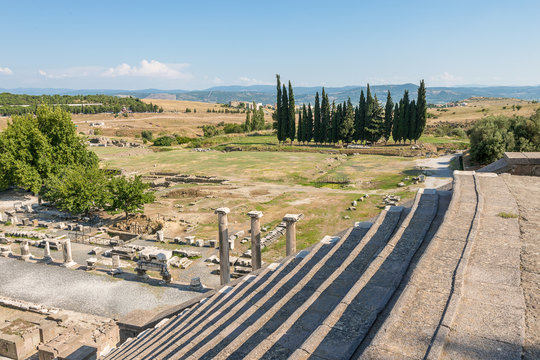 the ruins of the amphitheater at Pergamos