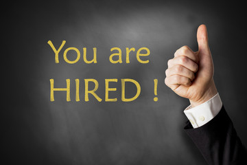 you are hired chalkboard thumbs up