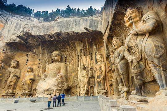 Fototapeta Longmen Grottoes with Buddha's figures