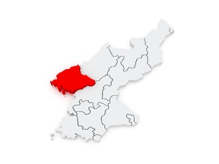 Map of Pyongan. North Korea.