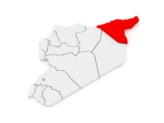Map of Hasakah. Syria.