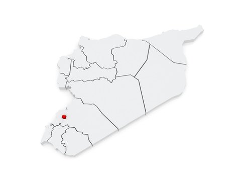 Map of Damascus. Syria.