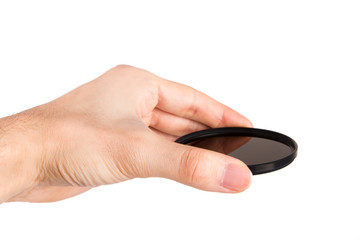 Hand Holding Polarizing Lens Filter