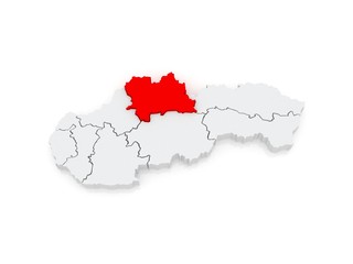 Map of Zilina. Slovakia.