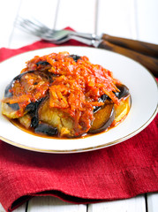 Aubergines and courgettes