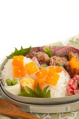 紫陽花モチーフの弁当