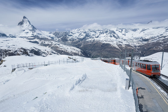 Train and mountain Matterhorn
