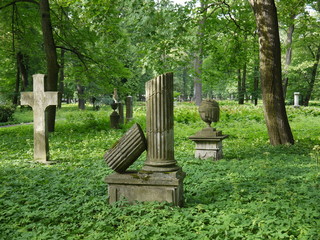 Old cemetery  ruins with crosses