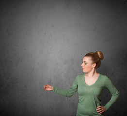 Woman gesturing with copy space