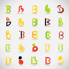 Letter Icons Set - Isolated On Gray Background