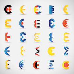 Unusual Letters Set - Isolated On Gray Background