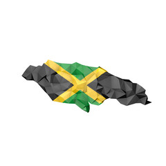 Fototapeta premium Low Poly Jamaica Map with National Flag