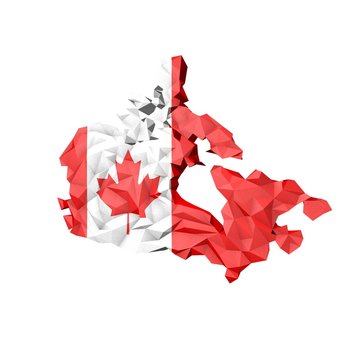 Low Poly Canada Map with National Flag