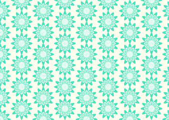 Turquoise Sweet Abstract Flower Pattern on Pastel Color Backgrou